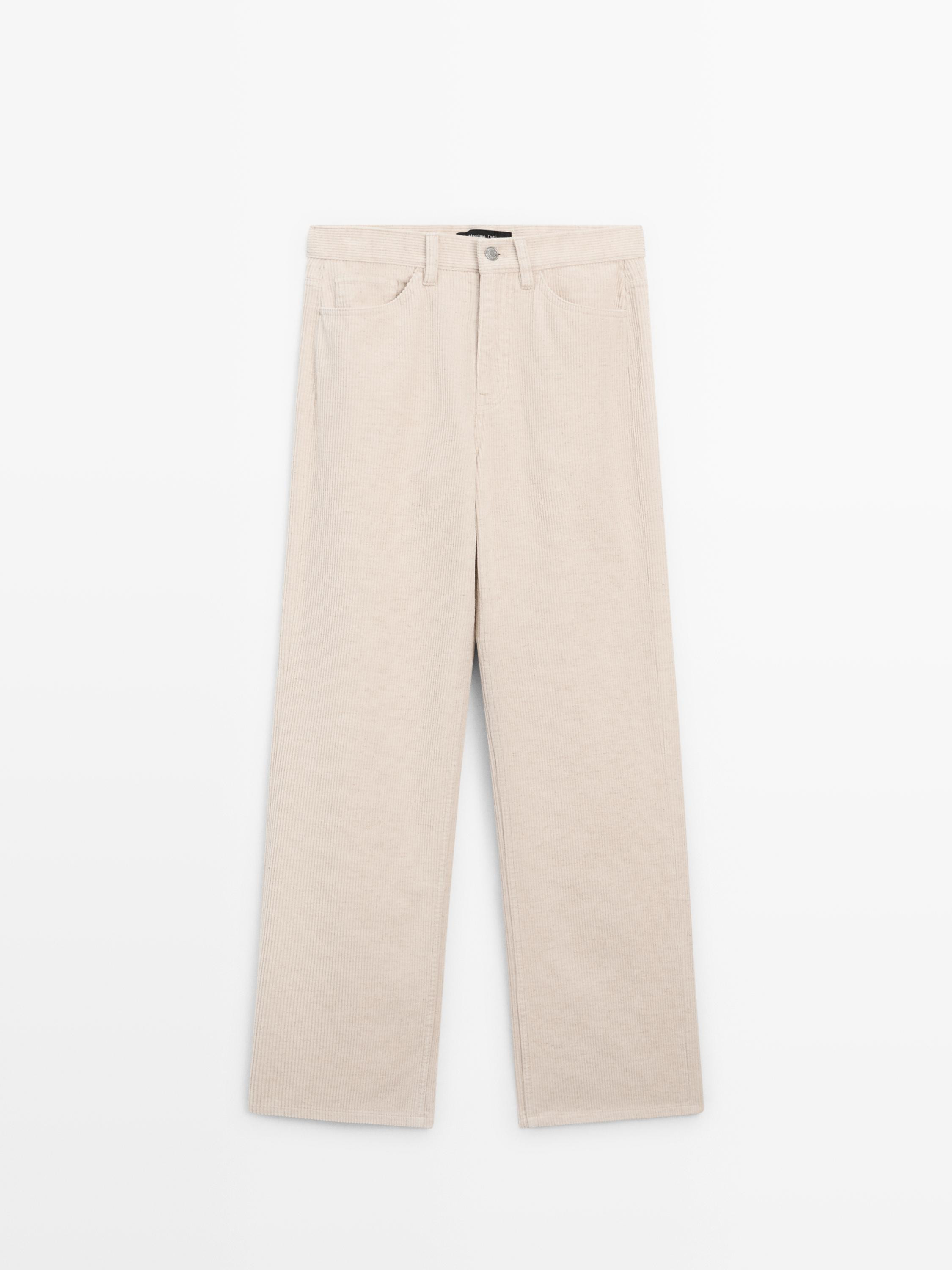 High-waist straight-leg corduroy trousers | Massimo Dutti US
