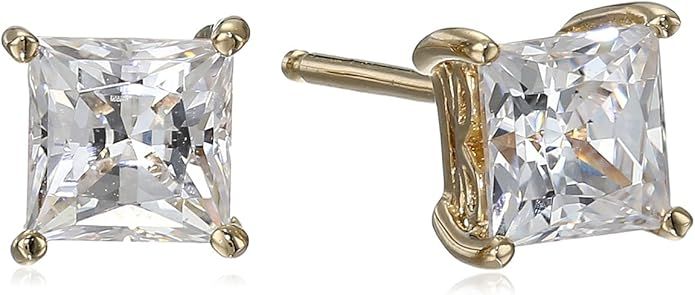 Platinum or Gold-Plated Sterling Silver Infinite Elements Zirconia Princess-Cut Stud Earrings | Amazon (US)