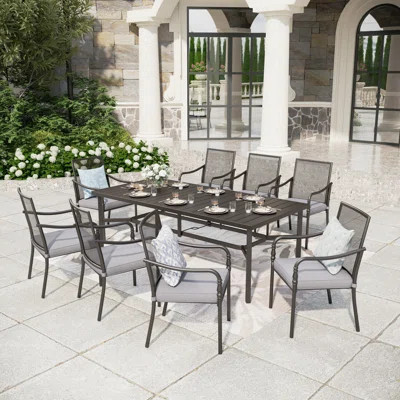 Sutiya Rectangular 8 - Person 82'' L Outdoor Restaurant Dining Set | Wayfair North America