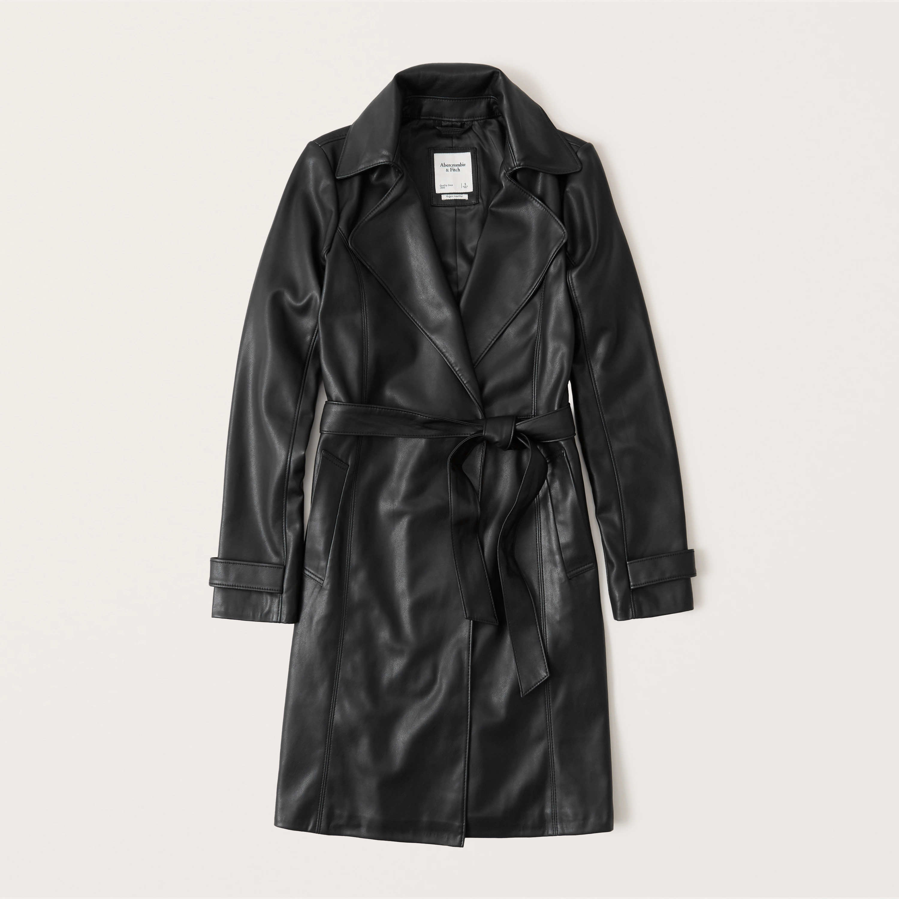 Vegan Leather Trench Coat | Abercrombie & Fitch (US)