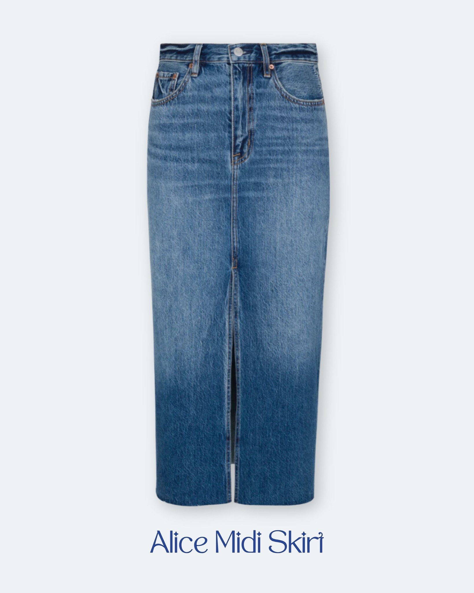 The denim midi skirt that is the moment #pistola #denimskirt #midiskirt 