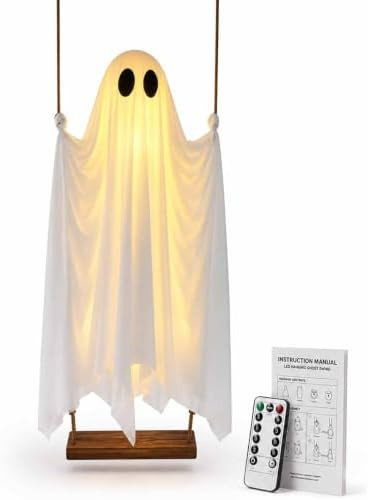 Swinging Ghost Outdoor Decor, 5 FT Large Hanging Halloween Ghost Decoration with Detachable Witch... | Amazon (US)