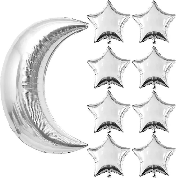 Silver Moon Star Shape Balloons Big Size Jumbo Mylar Foil Helium Balloons Celebrations for Baby S... | Amazon (US)