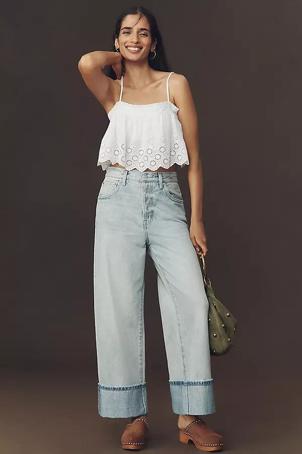 Ryder Petite High-Rise Cuffed Straight-Leg Jeans | Anthropologie (US)