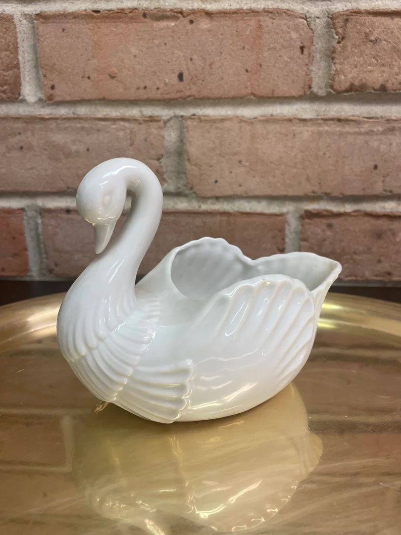 Swan Planter All White Swan With Sweet Curved Neck Small - Etsy | Etsy (US)