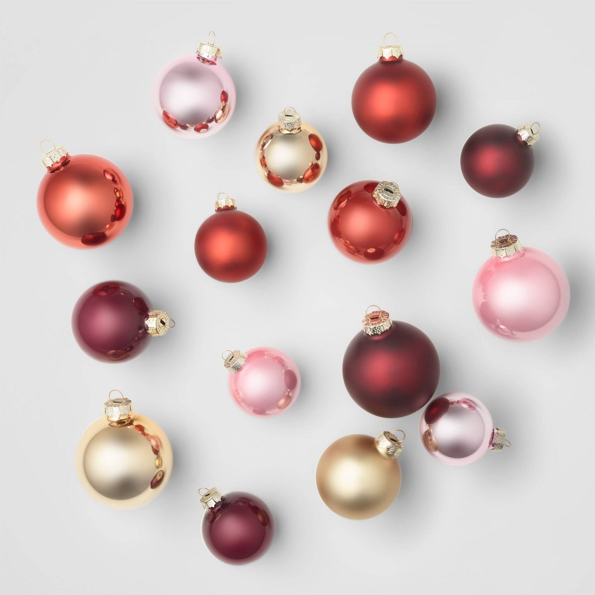 42ct Round Glass Christmas Ornament Set Pink/Burgundy/Gold/Red - Wondershop™ | Target