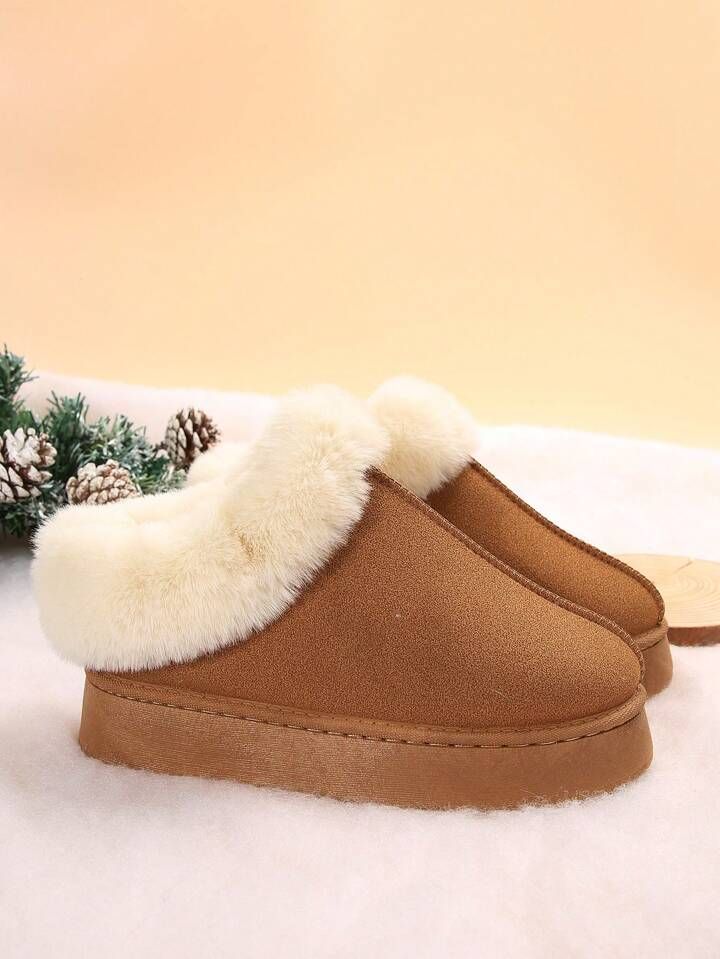 2023 New Arrival Women's Thick-soled Round Toe Warm Home Slippers For Comfortable Autumn And Wint... | SHEIN