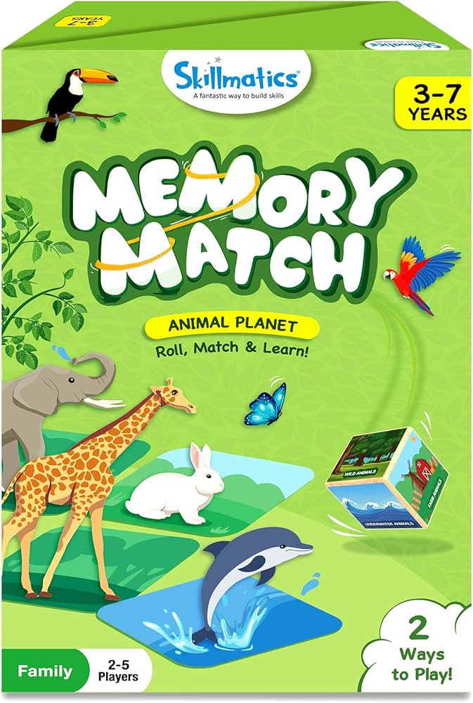 Skillmatics Board Game - Memory Match Animal Planet, Fun & Fast Memory Game, Gifts for Boys & Gir... | Amazon (US)