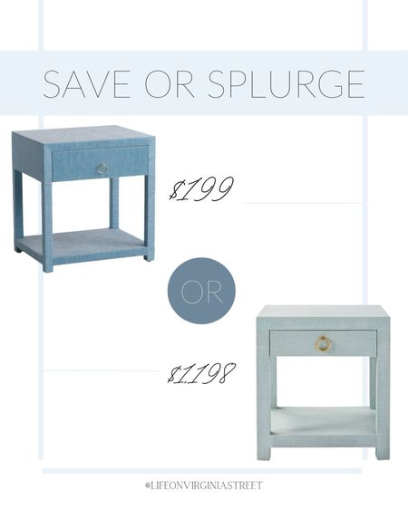 Loving this blue raffia nightstand save and spurge option! We have the coffee table and console table version of the splurge and the quality is so good and they are stunning in person. I’m really liking the look of the save nightstand too!
.
#ltkhome #ltksalealert #ltkstyletip #ltkseasonal #ltkkids designer look for less furniture. Coastal decor, coastal bedroom , blue bedroom decorr

#LTKSeasonal #LTKhome #LTKsalealert