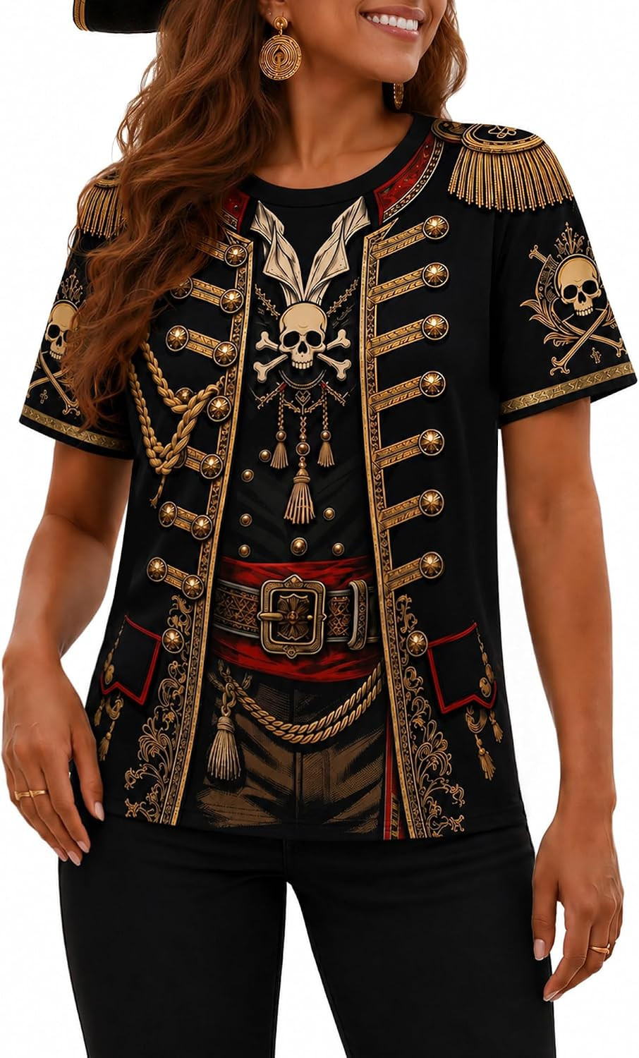 Pirate Captain Novelty Tee Funny3D Print Graphic Shirts | Amazon (US)