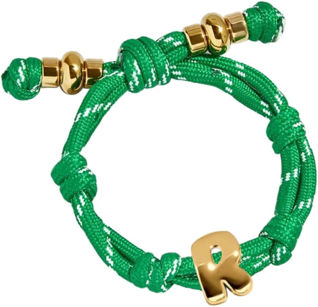 VLINRAS Bubble Initial Bracelet for Women Men, Green & Blue Knotty Puffy Letter Bracelets Gifts f... | Amazon (US)