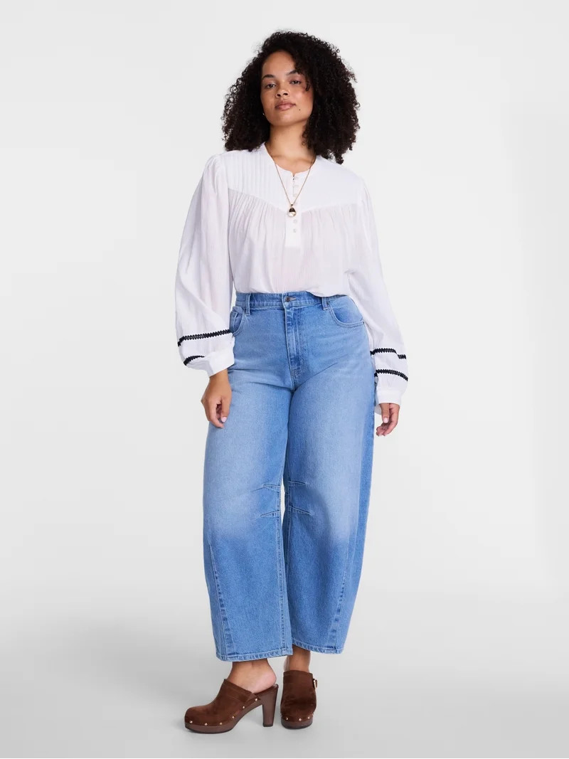 Scenario Women's and Women's Plus High Rise Horseshoe Jeans, 26" Inseam, Sizes 0-28W | Walmart (US)