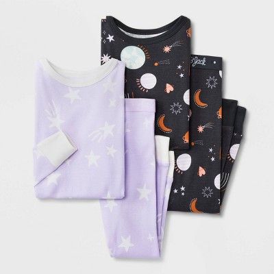 Toddler Girls' 4pc Star & Space Tight Fit Pajama Set - Cat & Jack™ Purple | Target