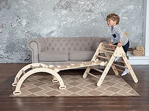 WoodandHearts Montessori Climbing Toys - Set of 3 Items - Baby Toddler Gym - Arch, Ramp and Climb... | Amazon (US)