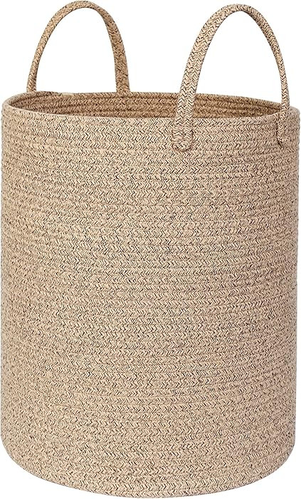 Large Woven Laundry Basket, 15"x18" Tall Blanket Storage for Living Room, Cute Nursery Kids Baby ... | Amazon (US)