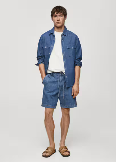 Denim bermuda shorts with drawstring -  Men | Mango Man USA | MANGO (US)