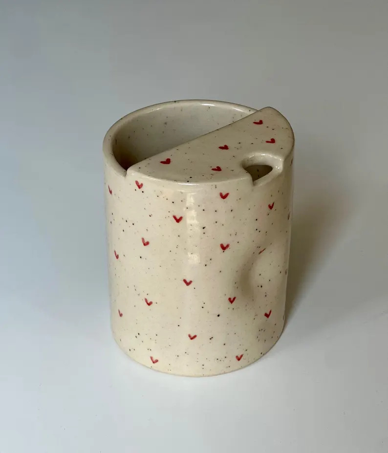 Handmade Ceramic Travel Mug: Hand-painted Hearts, to Go Cup - Etsy | Etsy (US)