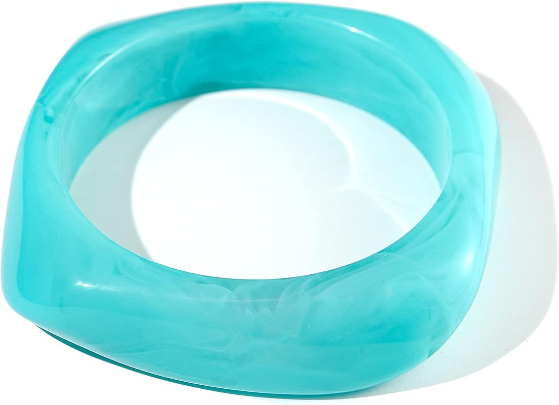 Multiple Color Square Acrylic Resin Bangle Bracelet Resin Wide Irregular Geometric Plastic Wristband | Amazon (US)