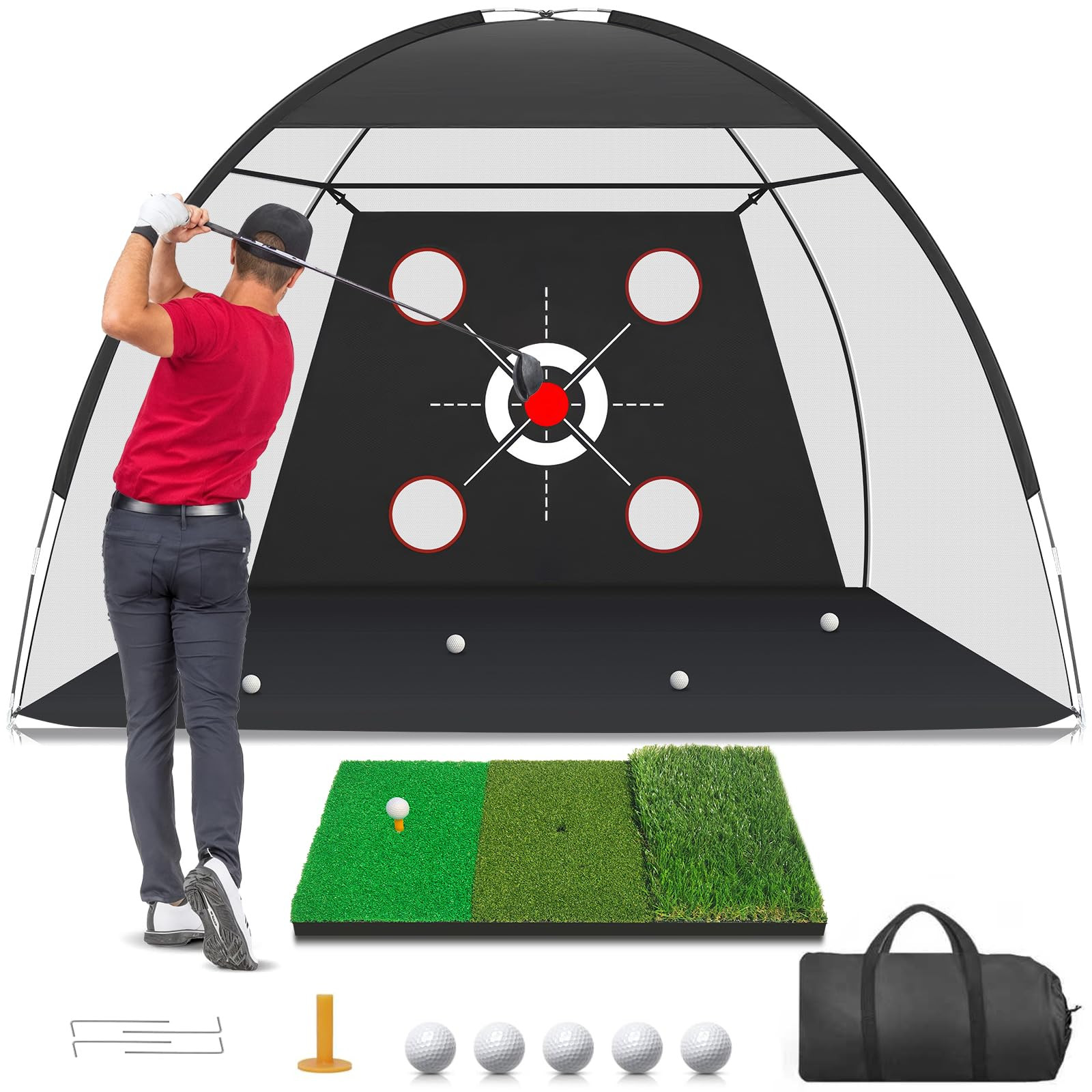 Golf Net, 10x7FT with Golf Practice Mat, Hitting Aid Nets for Backyard Driving Chipping Training ... | Amazon (US)