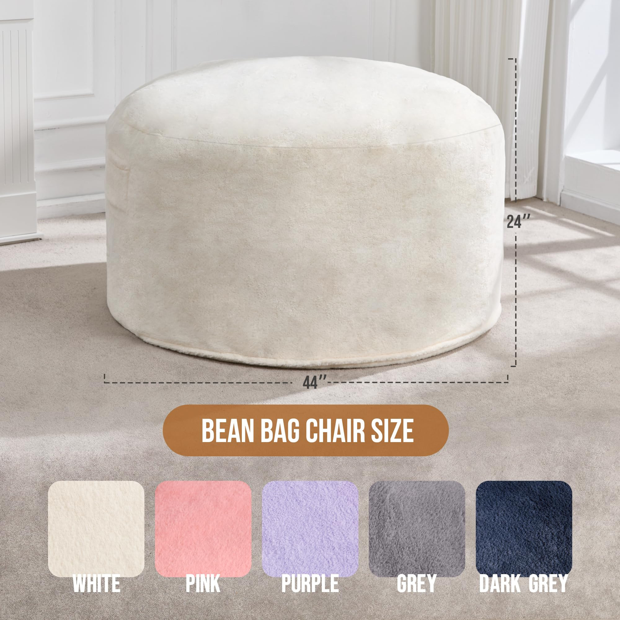 Hobestluk 4FT Bean Bag Chairs for Adults Large Beanbag Chair with Plush Faux Fur Cover Big Bean B... | Amazon (US)