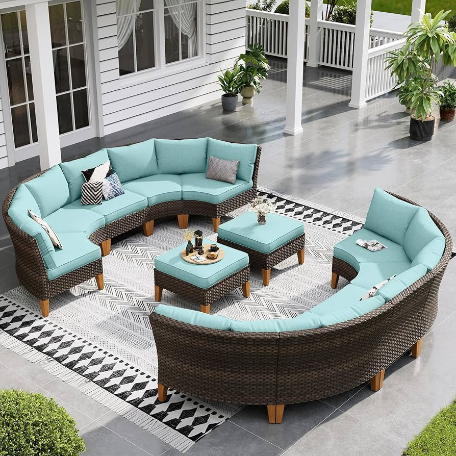 Sophia & William Outdoor Wicker Sectional Sofa Set, 12 Piece Half Moon Curved Patio Furniture Mod... | Amazon (US)