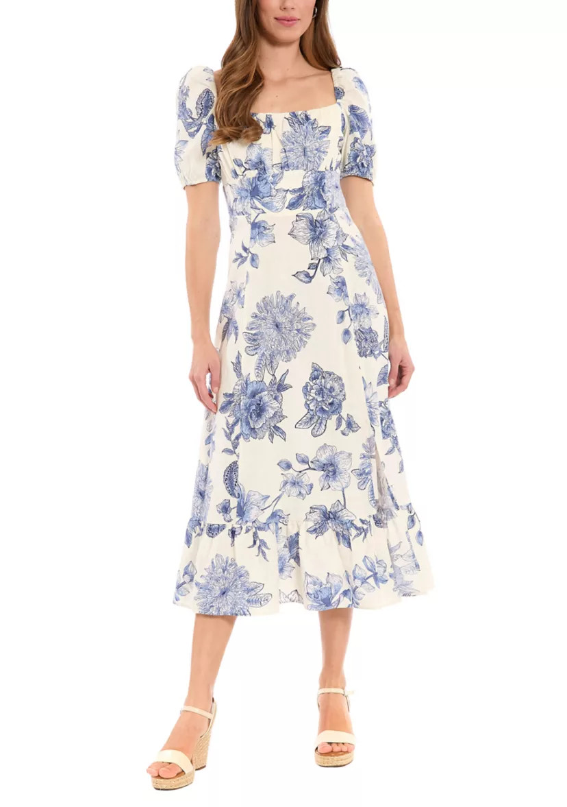 Women's Floral Puff Sleeve Maxi Dress | Belk