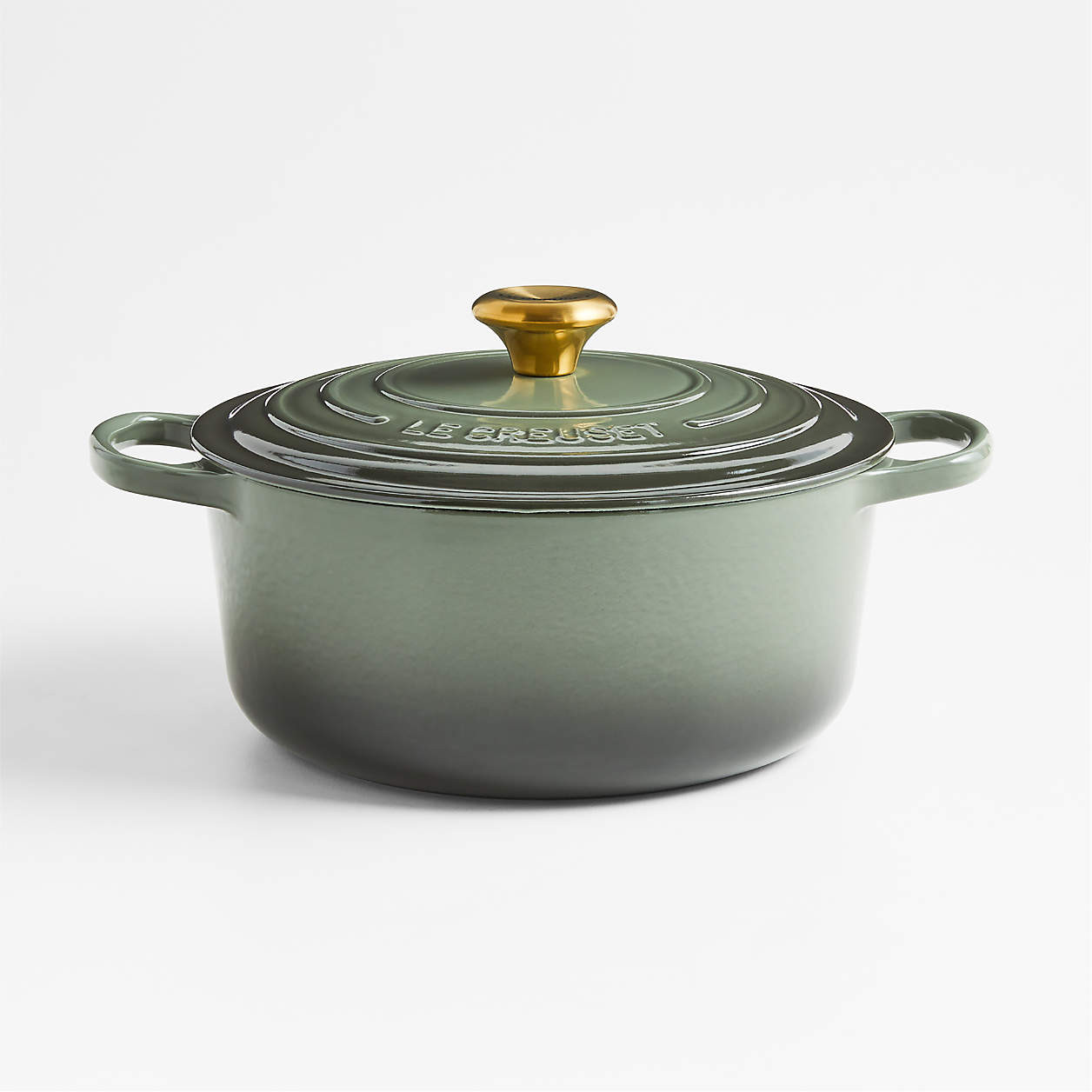 Le Creuset Signature 5.5-Qt. Thyme Enameled Cast Iron Round Dutch Oven + Reviews | Crate & Barrel | Crate & Barrel