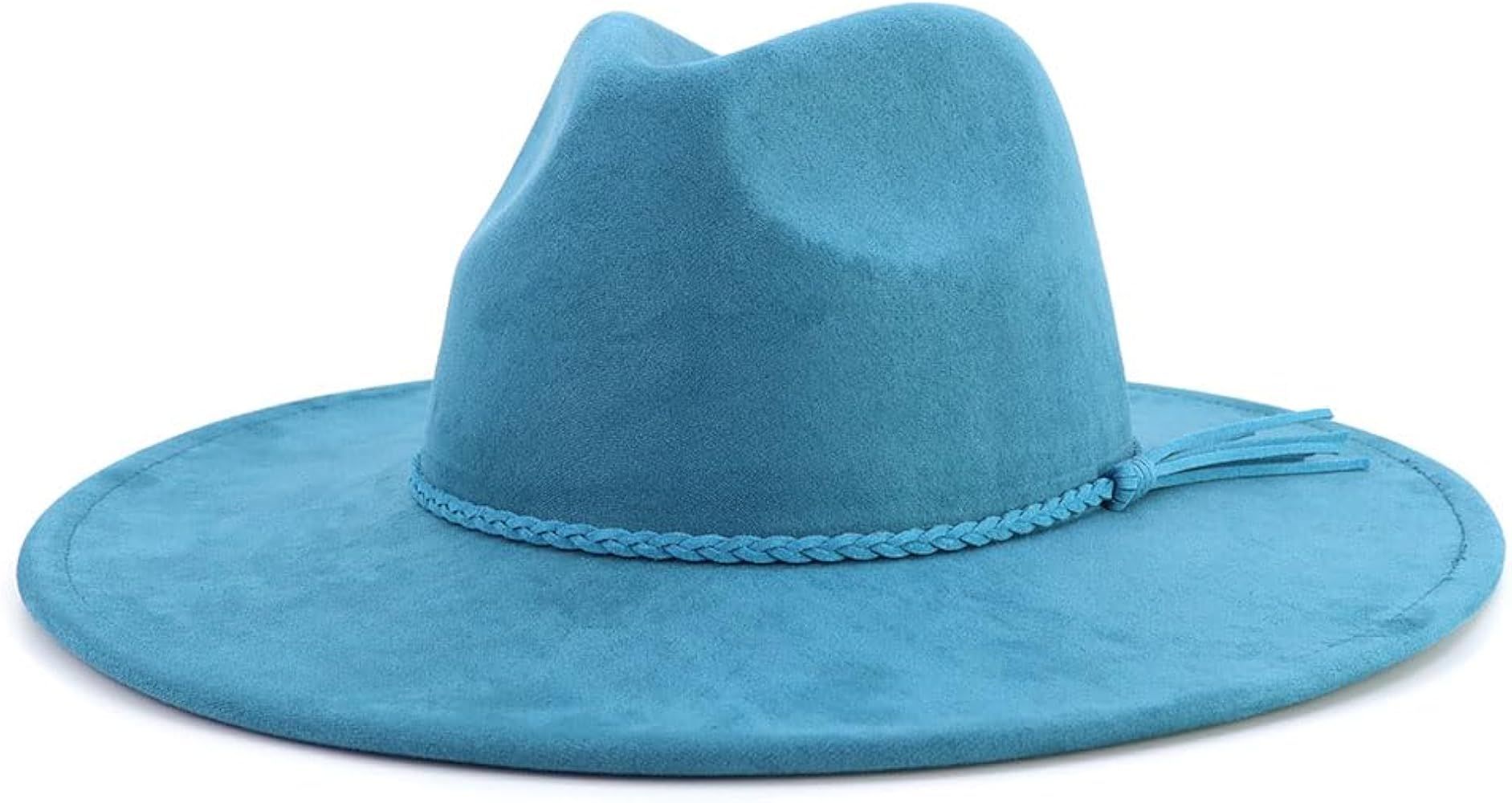 LIDHAY Big Wide Brim Fedora Hats for Women Men Western Suede Hat Large Felt Panama Hat Rancher Ha... | Amazon (US)