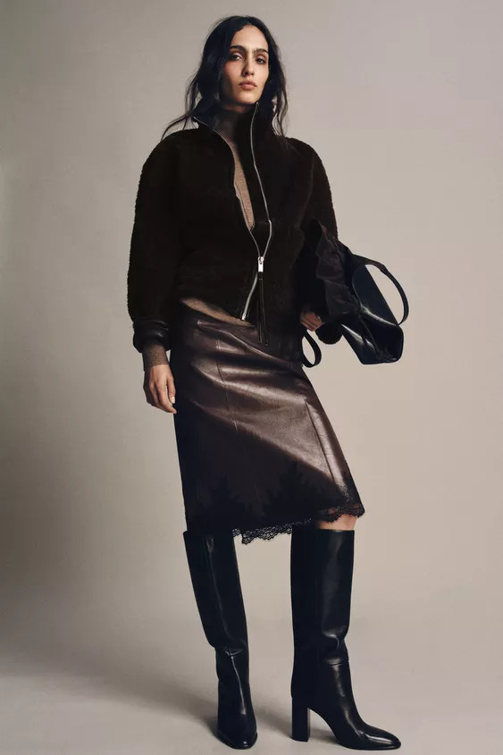 LEATHER LACE SKIRT ZW COLLECTION LIMITED EDITION | Zara US