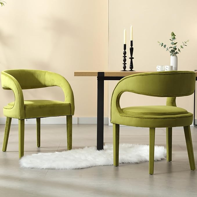 Shunzhi Green Upholstered Dining Chairs Set of 2 Modern Velvet Dining Room Chairs Open Back Kitch... | Amazon (US)