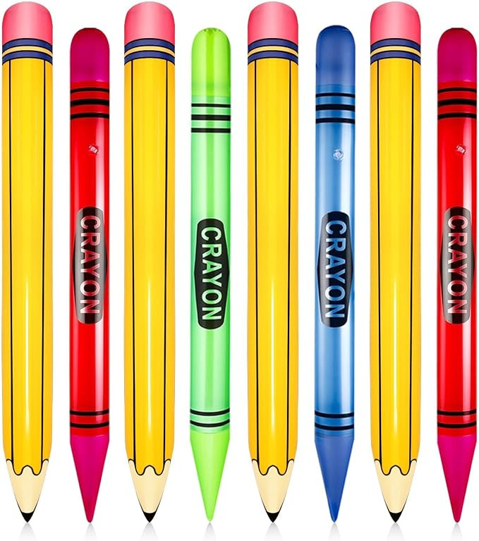 8 Pieces Giant Inflatable Crayon Pencil Balloon Set Back to Party Decoration for Playground Indoo... | Amazon (US)