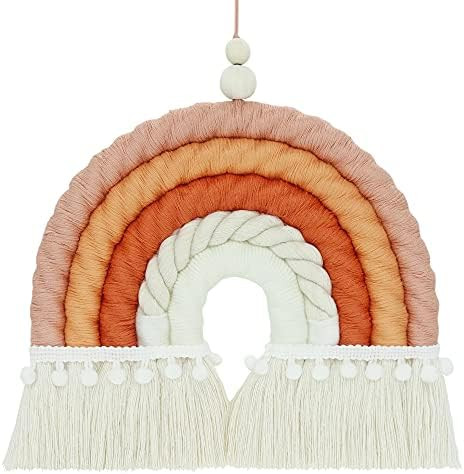 Macrame Rainbow Wall Hanging, Boho Rainbow Decor, Woven Rainbow Wall Decor for Girls Nursery Bedroom | Amazon (US)
