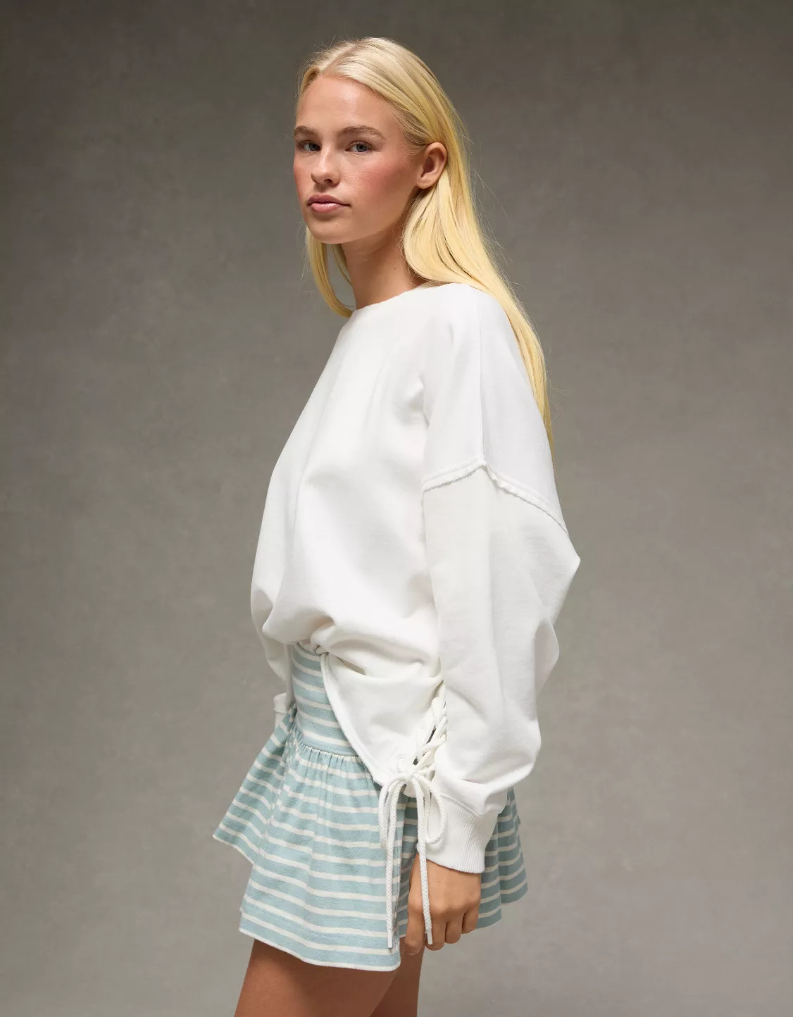 AE Side Lace-Up Sweatshirt | American Eagle Outfitters (US & CA)