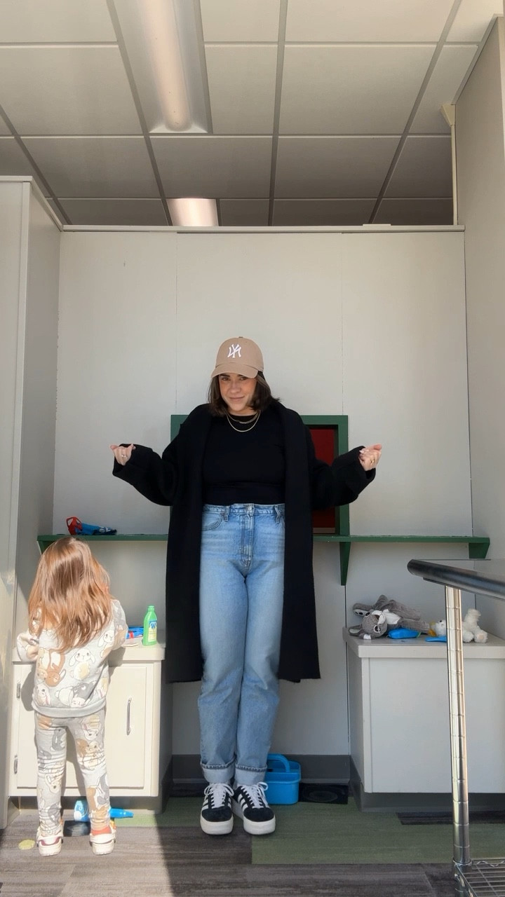 Cool mom outfit. Jeans outfit. The jeans are rigid no stretch and run small. I am in a 30. Normally 29! So size up. Top is a size a L. 

#LTKHoliday #LTKMidsize #LTKSeasonal