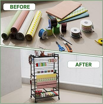 Ribbon Holder-Ribbon Organizer, Double-Sided Ribbon Holder Organizer Rack,Large Capacity Rolling ... | Amazon (US)