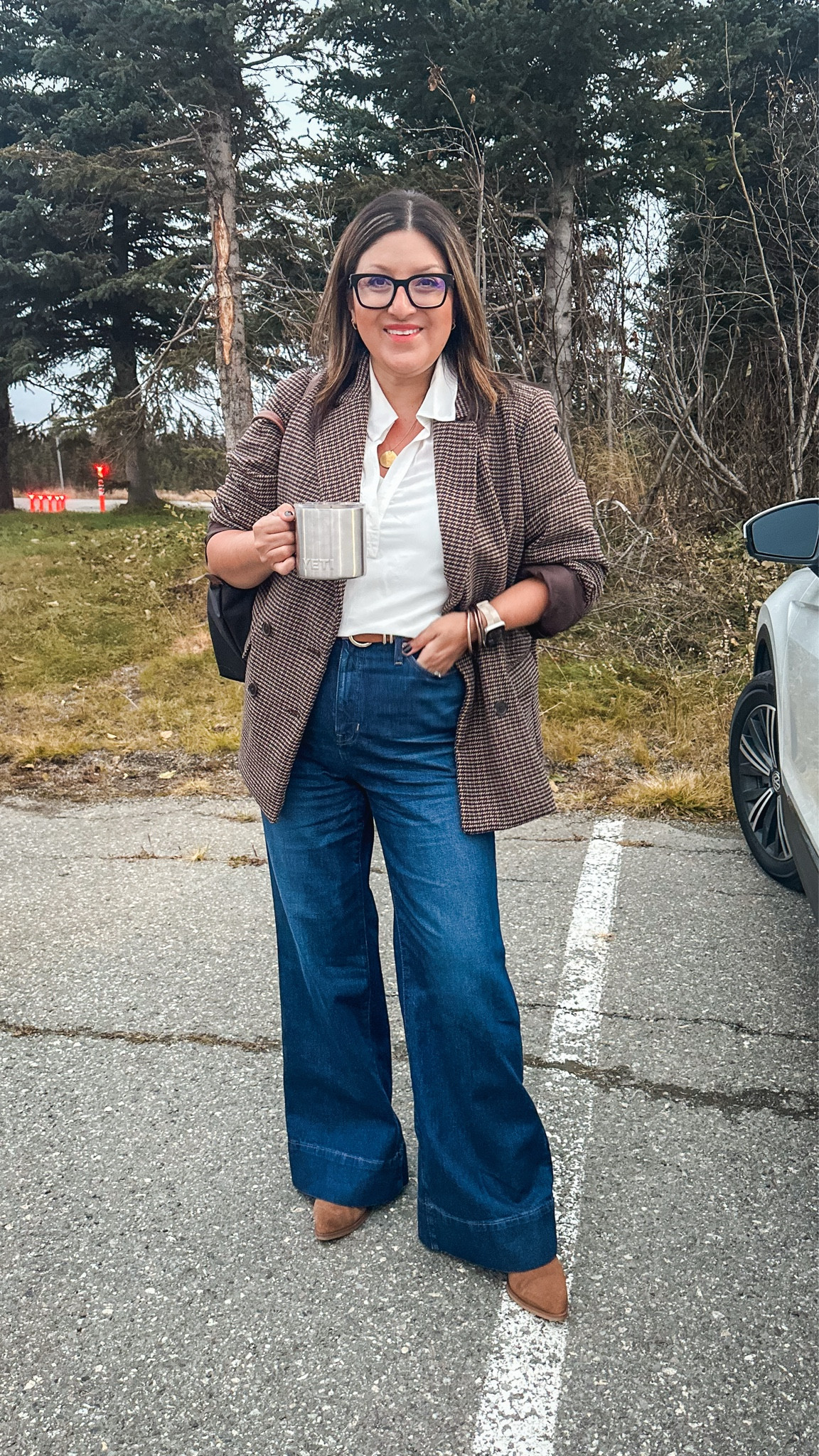 Today’s teacher outfit. J. Crew top (L), Target cami (L), Old Navy plaid blazer (XL), Amazon belt (L), J. Crew jeans (31), Dolce vita boots are old but I linked similar  

#LTKMidsize #LTKOver40 #LTKStyleTip