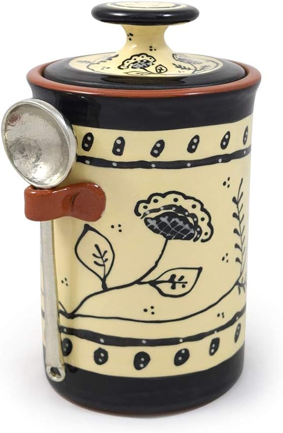 American Handmade Terra Cotta Pottery Kitchen Canister with Pewter Spoon Scoop, Queen Anne's Lace... | Amazon (US)