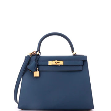 Hermes Kelly Handbag Blue Epsom with Gold Hardware 28 Blue 4378953 | Rebag