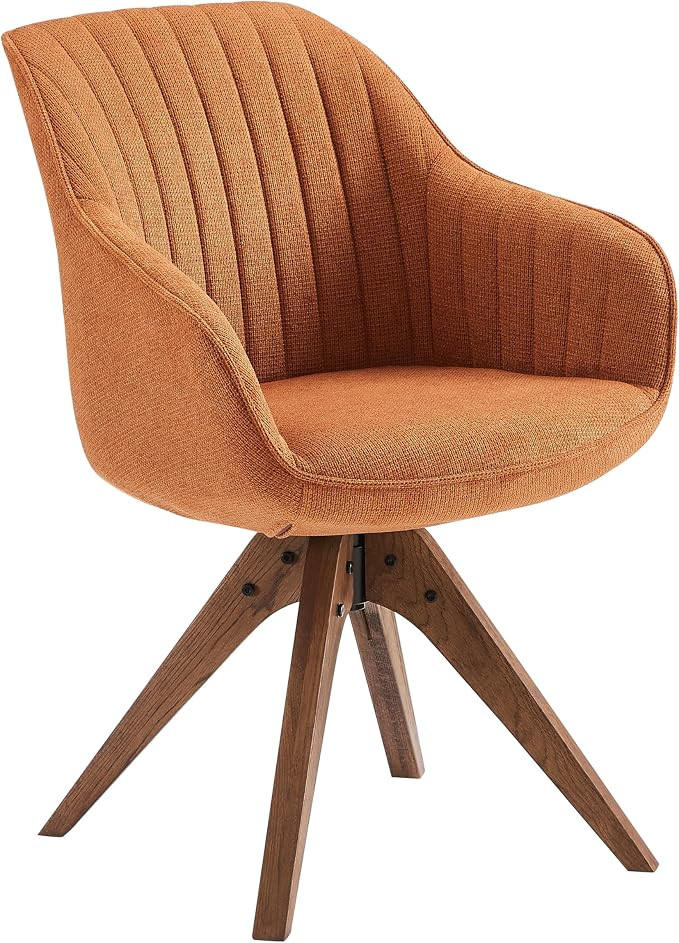 Art Leon Dining Chair, Mid Century Modern Fabric Upholstered Swivel Dining Room Chair with Wood L... | Amazon (US)