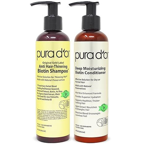 PURA D'OR Anti-Thinning Biotin Shampoo and Conditioner, CLINICALLY TESTED Proven Results, DHT Blo... | Amazon (US)