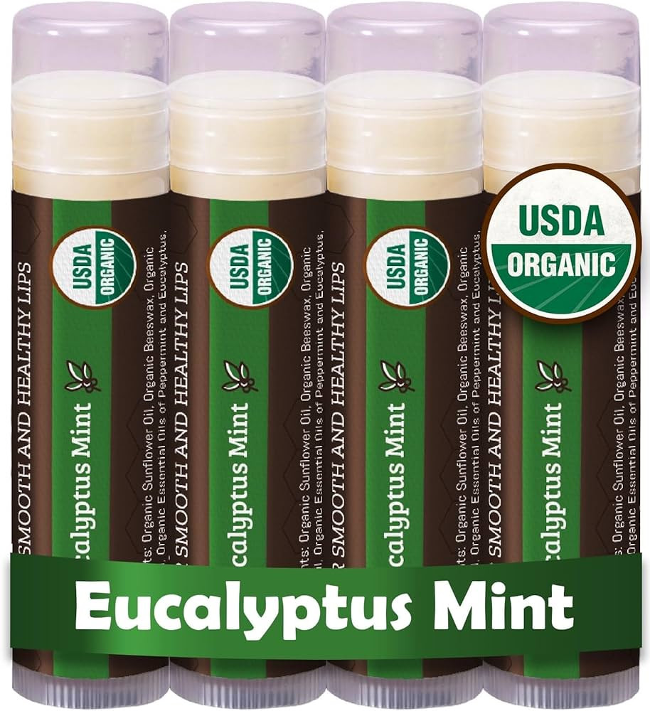 Earth's Daughter USDA Organic Lip Balm 4-Pack Eucalyptus Mint Flavor - Beeswax, Coconut Oil, Vita... | Amazon (US)