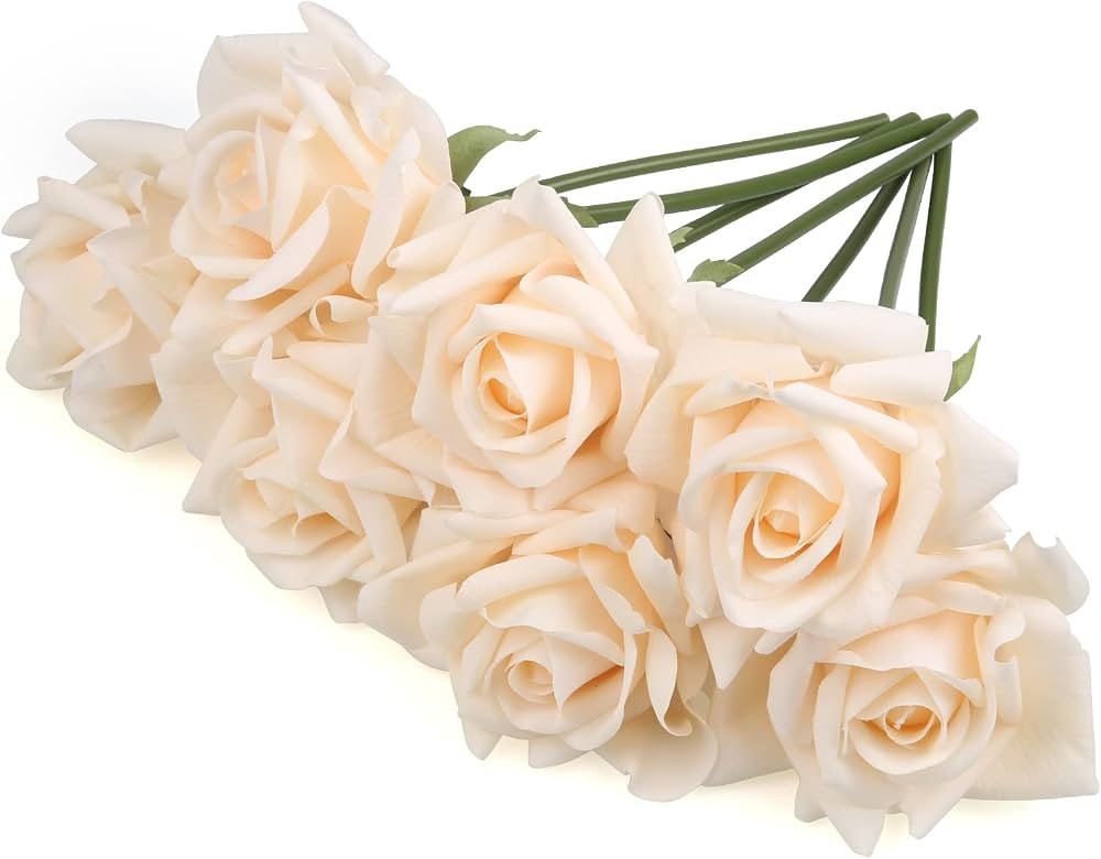 7pcs Artificial Roses Flowers, Faux Silk Rose Artificial Flower, Real Touch Fake Flowers Decorati... | Amazon (US)