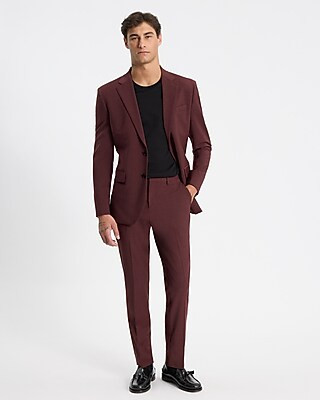 Slim Burgundy Wool-Blend Modern Tech Suit Pant | Express