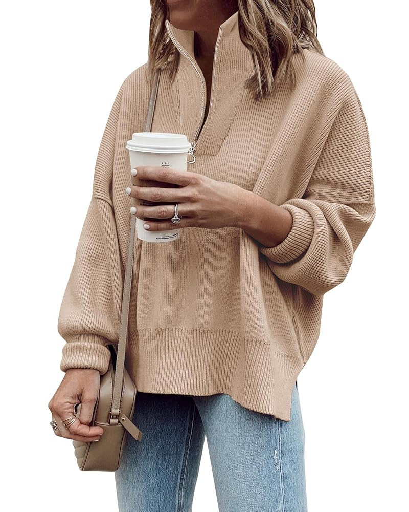 Imily Bela Womens Tunic Sweater Fall Long Sleeve 1/4 Zip Pullover Sweaters Oversized Slouchy Ribb... | Amazon (US)