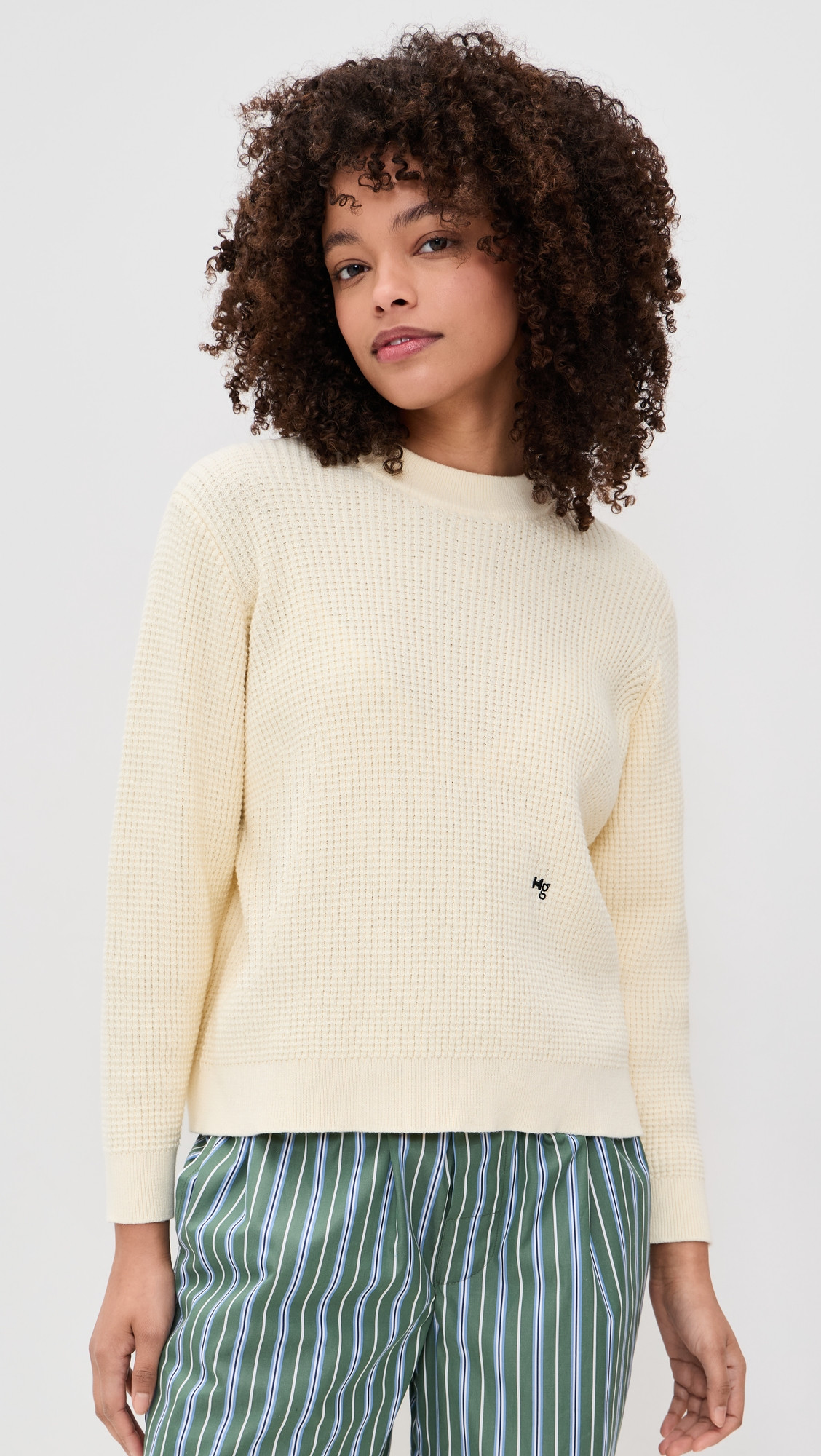 HOMMEGIRLS Waffle Knit Pullover Cream M | Shopbop