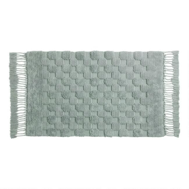 Chinois Green Woven Dot Tassel Bath Mat | World Market