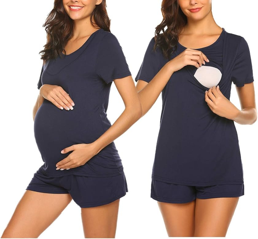 Ekouaer Labor/Delivery/Nursing Maternity Pajamas Set for Hospital Home, Basic Nursing Shirt, Adju... | Amazon (US)