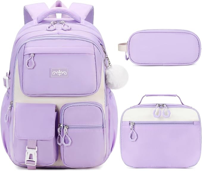 Backpack for Girls - Girls Backpack with Lunch Box & Pencil Pouch for Teen Kids, Laptop Backpack ... | Amazon (US)