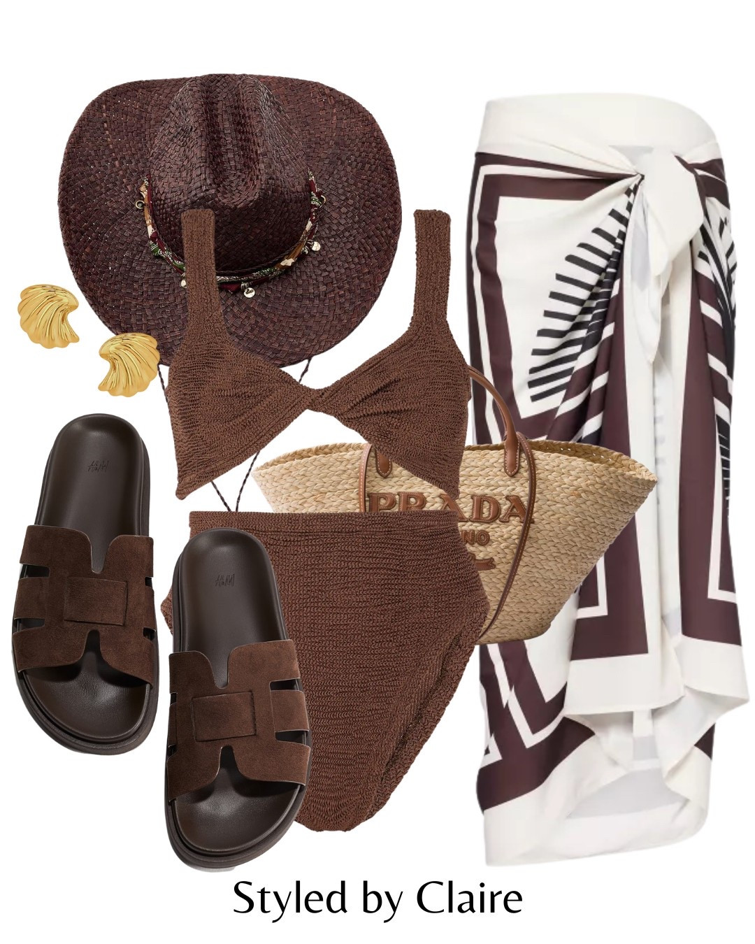 Chocolate brown swimwear🤎🍪
Tags: 4th reckless sarong printed white black sandals H&M chunky bikini top bottoms twisted high waisted Prada raffia bag cowboy straw hat Zara fashion summer inspo outfit ideas chic women’s style holiday vacation Dubai Ibiza Barcelona beach club hunza g 

#LTKstyletip #LTKswimwear #LTKsummer