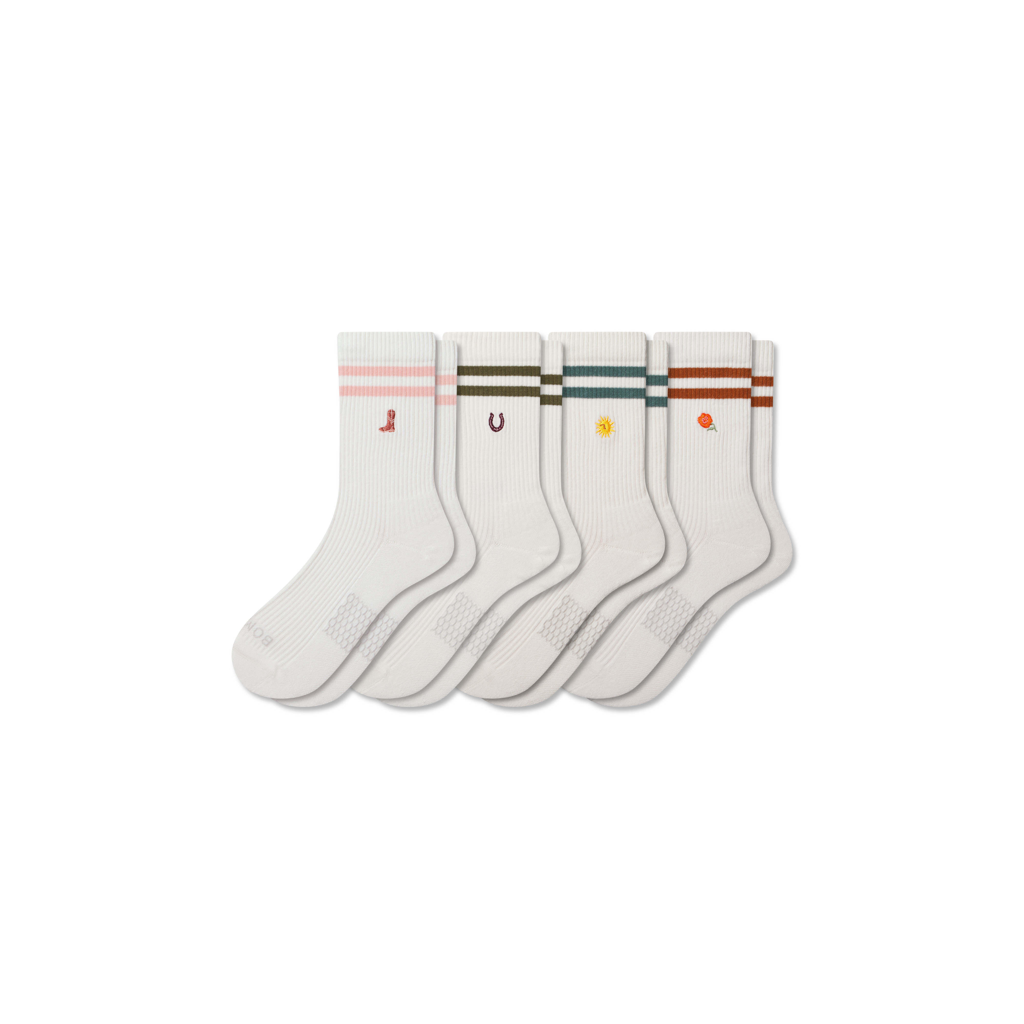 Women's Modern Rib Rodeo Half Calf Sock 4-Pack - Rose Mix - Medium - Cotton Blend - Bombas | Bombas